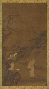 Man and Woman Enjoying Plum Blossoms, Ming or Qing Dynasty, 15th-18th century