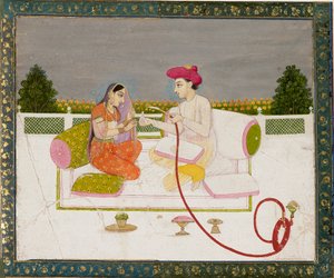 Man and woman with hookah, 18th century by Unbekannt