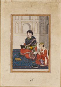Man, Possibly a Mullah, Reading with a Scribe, 19th Century by Unbekannt