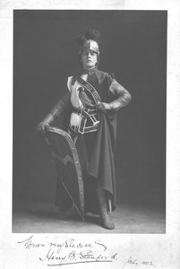 Man wearing a suit of armour, 1902