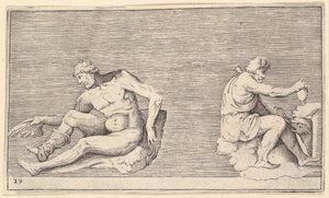 Man with Wing, Man with Vase and Dog by Unbekannt