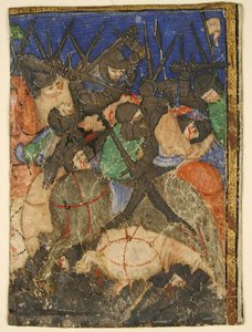 Manuscript Cutting Showing a Scene from Hebrew Scripture, Perhaps the Life of King David by Unbekannt