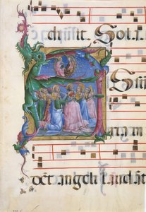 Manuscript Illumination with the Assumption of the Virgin in an Initial A, Italian, 1450-60 by Unbekannt