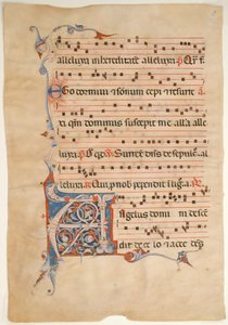 Manuscript Leaf with Foliated Initial A, from an Antiphonary, 14th century by Unbekannt