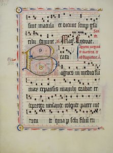 Manuscript Leaf with Initial B, from an Antiphonary, German, second quarter 15th century by Unbekannt
