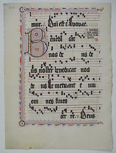 Manuscript Leaf with Initial B, from an Antiphonary, German, Second Quarter 15th Century by Unbekannt