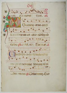 Manuscript Leaf with Initial D, from an Antiphonary, Italian, 15th century