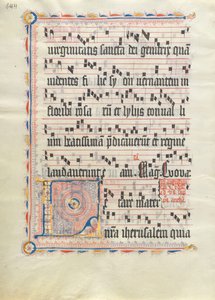 Manuscript Leaf with Initial L, from an Antiphonary, German, second quarter 15th century by Unbekannt