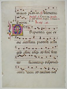 Manuscript Leaf with Initial O, from an Antiphonary, Italian, 15th century by Unbekannt