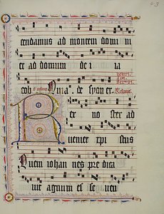 Manuscript Leaf with Initial R, from an Antiphonary, German, second quarter 15th century