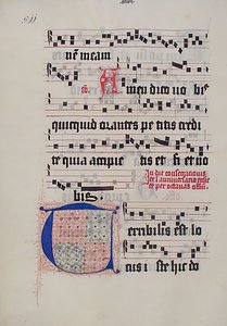 Manuscript Leaf with Initial T, from a Gradual by Unbekannt