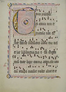 Manuscript Leaf with Initial T, from an Antiphonary, German, second quarter 15th century by Unbekannt