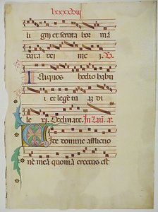 Manuscript Leaf with Initial V, from an Antiphonary, Italian, 15th Century