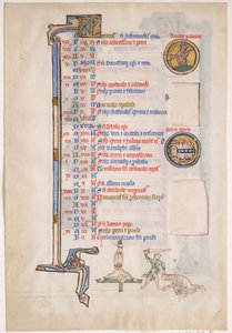 Manuscript Leaf with June Calendar, from a Royal Psalter by Unbekannt