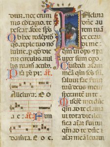 Manuscript Leaf with King David in an Initial I, from a Psalter by Unbekannt