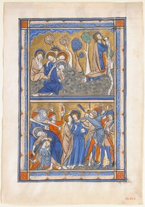 Manuscript Leaf with the Agony in the Garden and Betrayal of Christ by Unbekannt