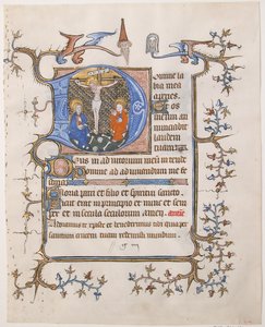 Manuscript Leaf with the Crucifixion in an Initial D, from a Book of Hours by Unbekannt