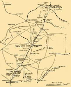 Map Showing the Lines of Advance from Bloemfontein to Pretoria by Unbekannt