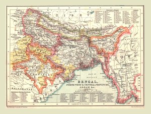 Map of Bengal, the North West and Central Provinces, and Assam, 1902
