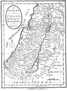 Map of Canaan divided into the twelve tribes of Israel, c1830 by Unbekannt