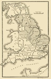 Map of England, Showing Anglo-Saxon Kingdoms and Danish Districts, c9th Century by Unbekannt