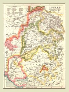 Map of Punjab, Sind, Rajputana and Kashmir