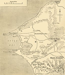 Map of Suvla Bay, Gallipoli Peninsula, First World War by Unbekannt
