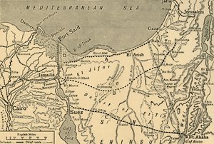 Map of the Turkish attack on the Suez Canal, Egypt, First World War by Unbekannt