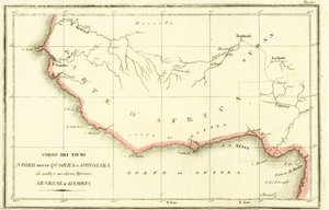 Map of the courses of the Niger River, Senegal River and Gambia River in West Africa by Unbekannt