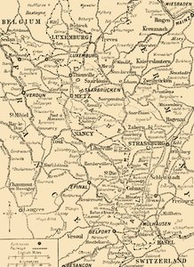 Map Showing the Border Between France and Germany, First World War, c1915, c1920 by Unbekannt