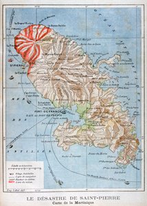 Map Showing the Eruption of Mount Pelee, Martinique, 1902 by Unbekannt