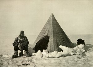 Marshall Outside a Tent, at the Camp, c1908-1909