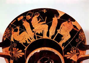 Masters and pupils at the Athenian school where studies included music