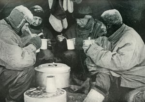 Members of the Polar Party Having A Meal in Camp, c1911 by Unbekannt