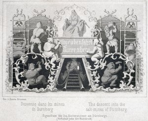 Salt Mine: The Descent into the Salt Mines of Durrnberg, Austria, circa 1850 by Unbekannt