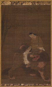 Monju as a Child Riding on a Lion, 1392-1573 by Unbekannt