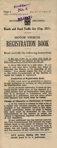 Motor Vehicle Registration Book, 1949