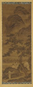 Mountain Landscape: Three Poets and an Attendant Under a Pine Tree by Unbekannt