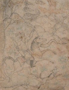 Mounted Hunter with Dog Pursuing Game Birds, 16th century