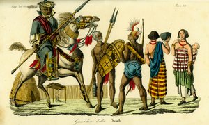 Mounted bodyguard to the Sheikh of Bornu along with Kanembu lancer and Munga archer, Kanem-Bornu Empire