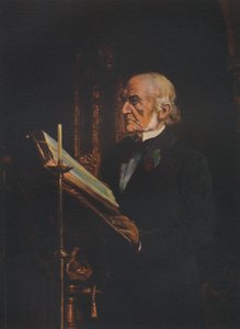 Mr. Gladstone reading the lesson in Hawarden Church, c1890s by Unbekannt