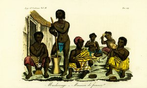 Muchicongo Men and Many Wives Outside a Hut, Angola