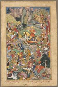 Mughal Ruler Humayun Defeating the Afghans Before Reconquering India, Folio from an Akbar-nama Book by Unbekannt
