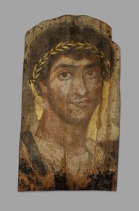Mummy Portrait of a Man Wearing a Laurel Wreath, Fayum, Early to Mid-2nd Century by Unbekannt