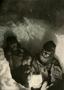 Murray and Priestley Going Down a Shaft Dug in Green Lake