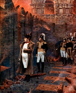 Napoleon and his staff watching the burning of Moscow, 1812