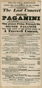 Niccolo Paganini - Playbill by Unbekannt