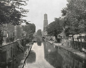 Old Canal and Dom Tower, Utrecht, Netherlands by Unbekannt