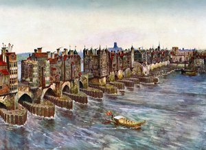 Old London Bridge, about 1630