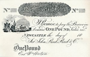 One Pound Note Executed for the Northumberland Bank by Unbekannt